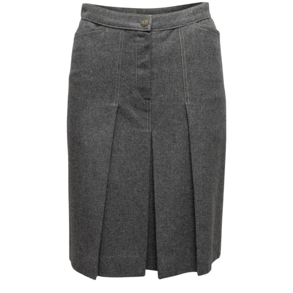 Grey Chanel Fall/Winter 2005 Wool Pleated Skirt